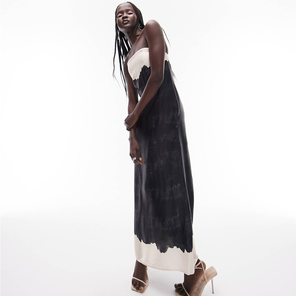Topshop Satin Strapless Maxi Dress